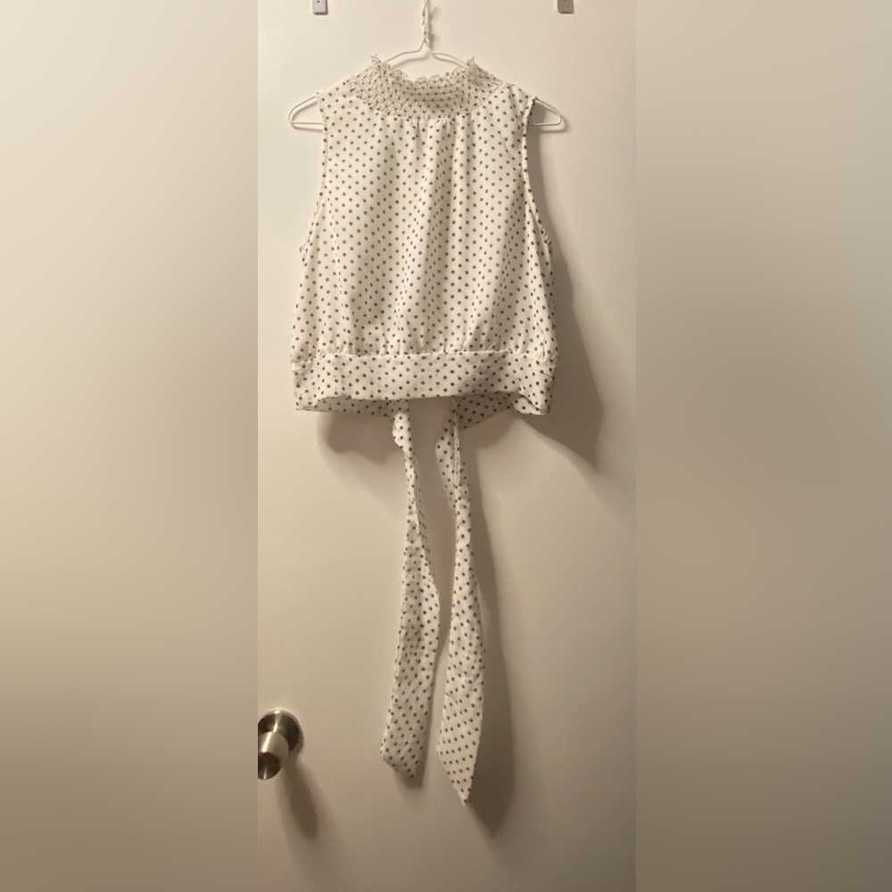 High-neck tie-back crop top